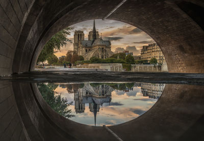 Reflection of building in water