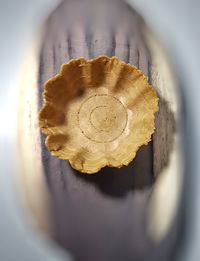 High angle view of bread in plate on table