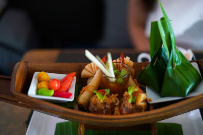 Close-up of food in plate on table