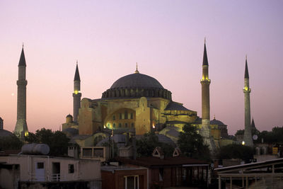 View of temple building against clear sky