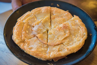 High angle view of cake in plate