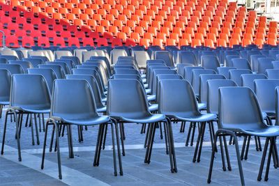 Empty chairs in auditorium