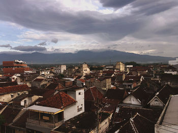 High angle view of townscape against sky