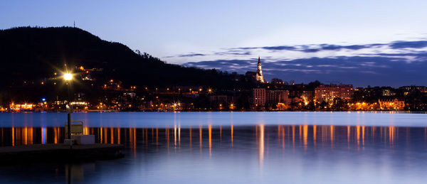 View of illuminated city at waterfront