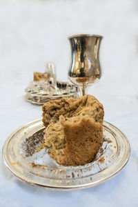 Close-up of drink against white background