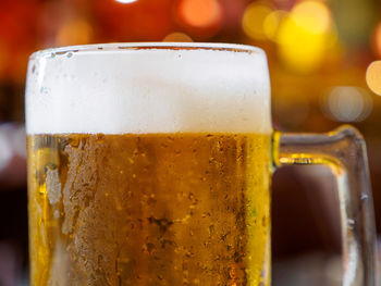 Close-up of beer glass