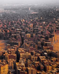 High angle view of buildings in city