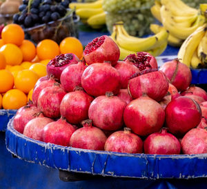 High angle view of fruits for sale in market