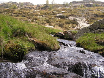 Scenic view of river flowing through rocks