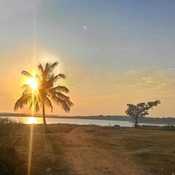 Scenic view of sunset over sea