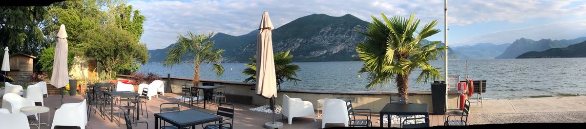 Panoramic view of sea against cloudy sky