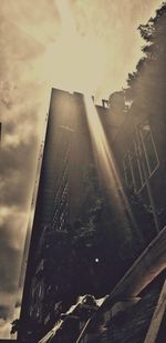 Low angle view of buildings in city against sky