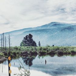 Scenic view of lake against sky