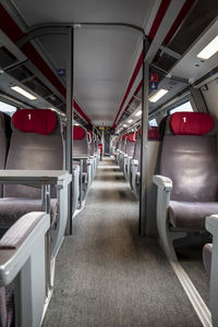 Interior of empty seats in train