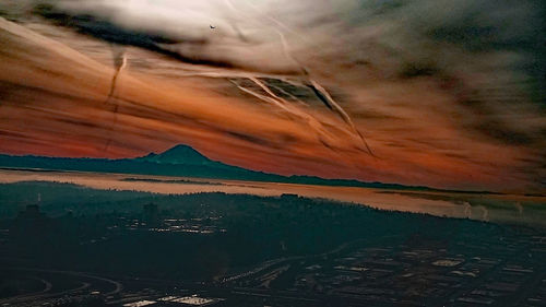 Scenic view of landscape against sky during sunset