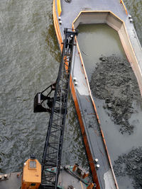 High angle view of boat in water