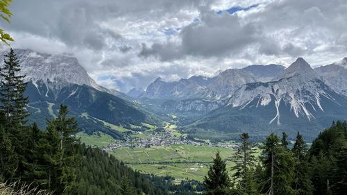 Scenic view of mountains against sky