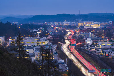View of illuminated cityscape