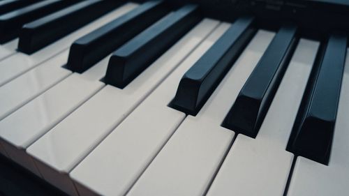 High angle view of piano keys