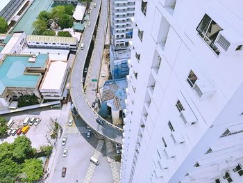 High angle view of cars on road