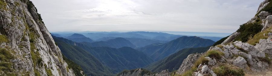 Panoramic view of mountains against sky