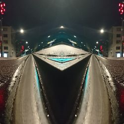 Illuminated road at night