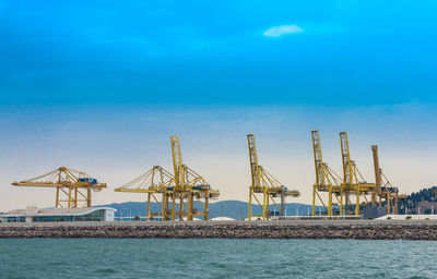 View on trading seaport with cranes