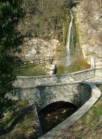 View of dam with bridge in background