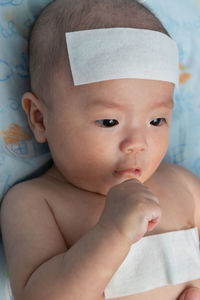 Close-up portrait of cute baby boy