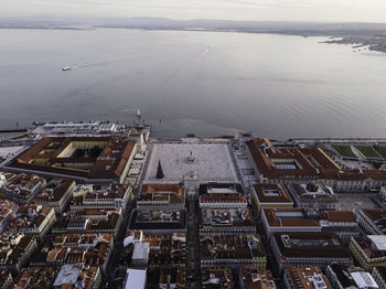 High angle view of buildings in city