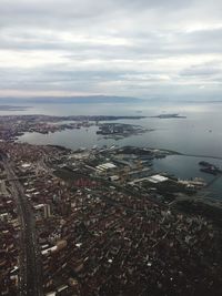 High angle view of buildings in city