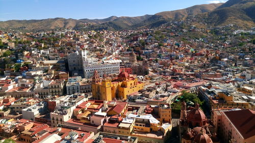 High angle view of townscape against sky