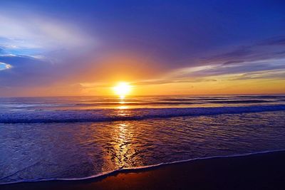 Scenic view of sea at sunset