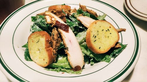High angle view of food in plate