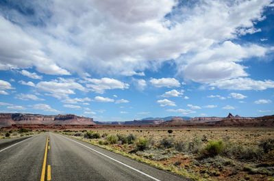 Road by landscape against sky