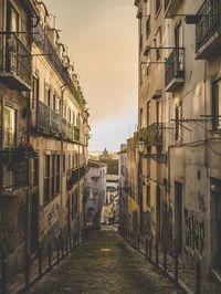 Narrow alley amidst buildings in town