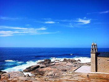 Scenic view of sea against clear sky