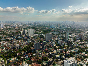High angle view of townscape against sky