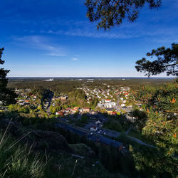 High angle view of townscape against sky