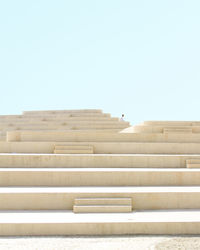 Low angle view of staircase against clear sky