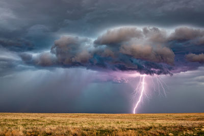 Storm clouds over field