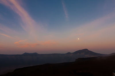 Scenic view of silhouette mountains against sky during sunset