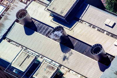 High angle view of modern building in city