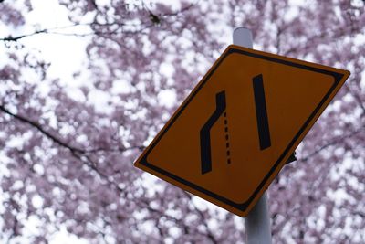 Low angle view of road sign against sky
