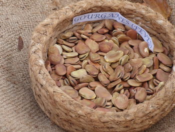 High angle view of fruits in basket