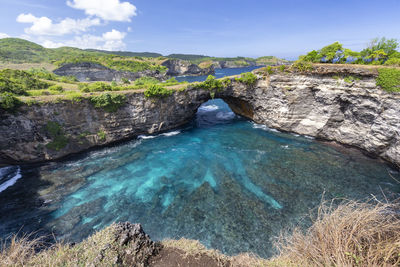 Scenic view of water flowing through rocks