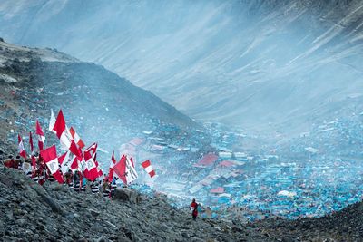Scenic view of mountains during winter