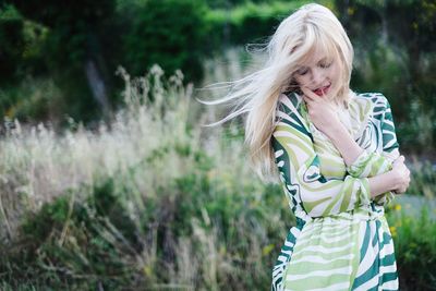 Beautiful woman standing outdoors