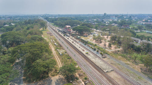 High angle view of cityscape against sky