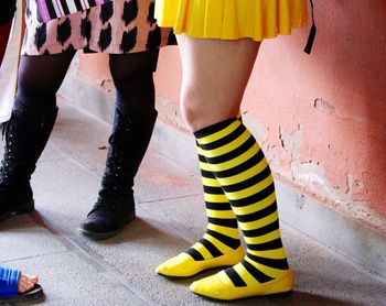 Low section of girls standing in costume